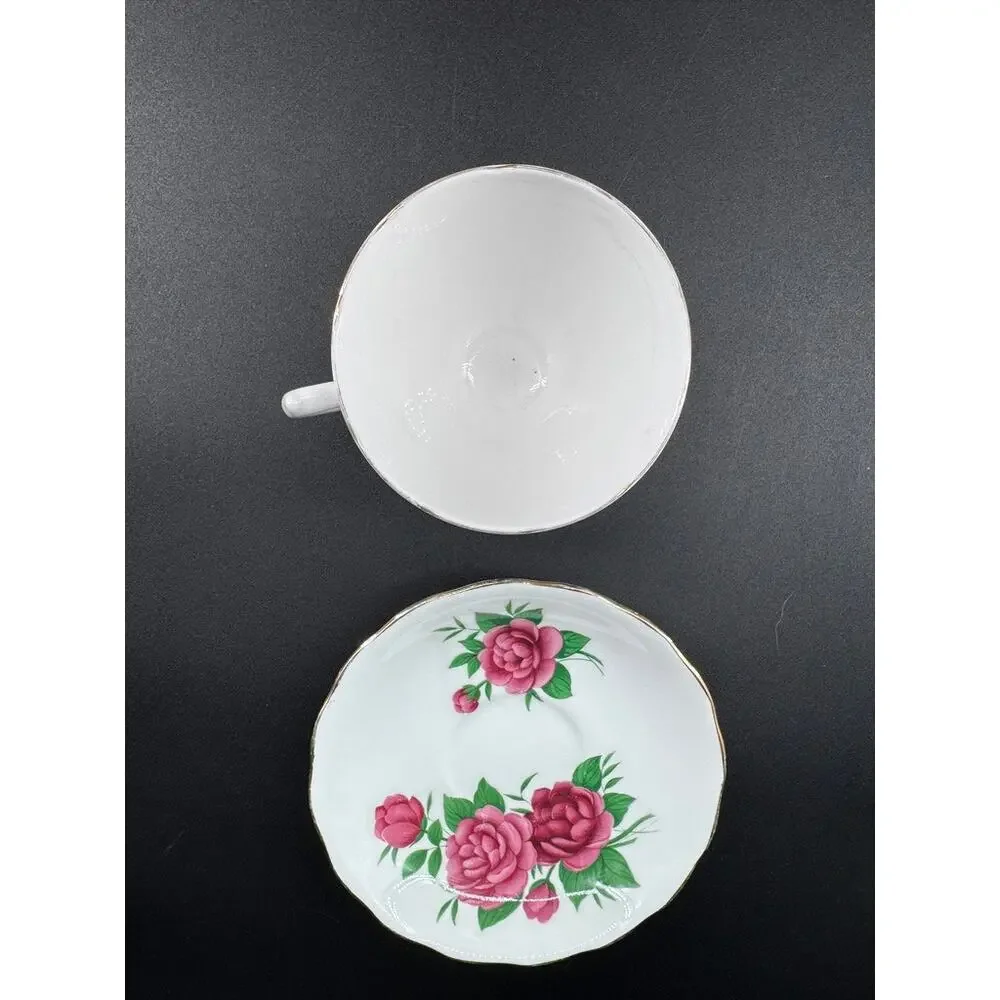3 Vintage English Bone China Teacup Saucer Sets Royal Vale Colclough Queen Anne